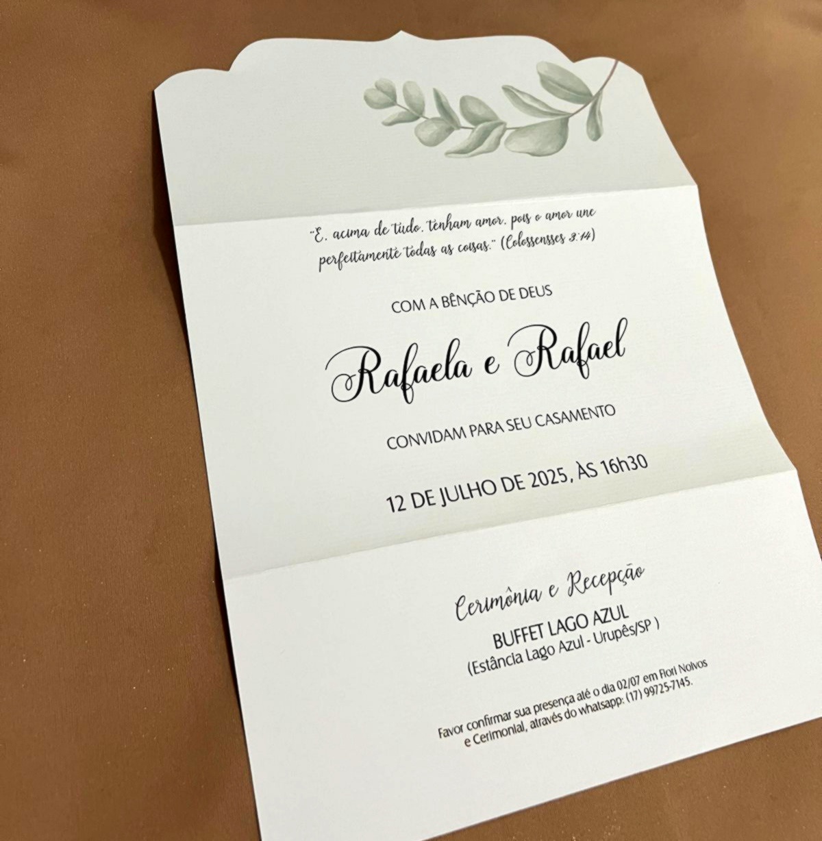 CONVITE ESTILO CARTEIRA - FOLHAGEM - Imagem 2